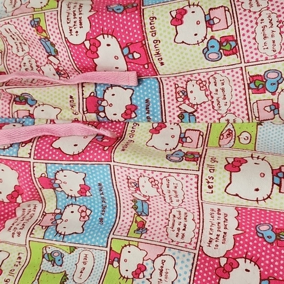 Hello Kitty Pink and Green Flannel Pajama Bottoms 2 Sizes, L & XL - Picture 2 of 8